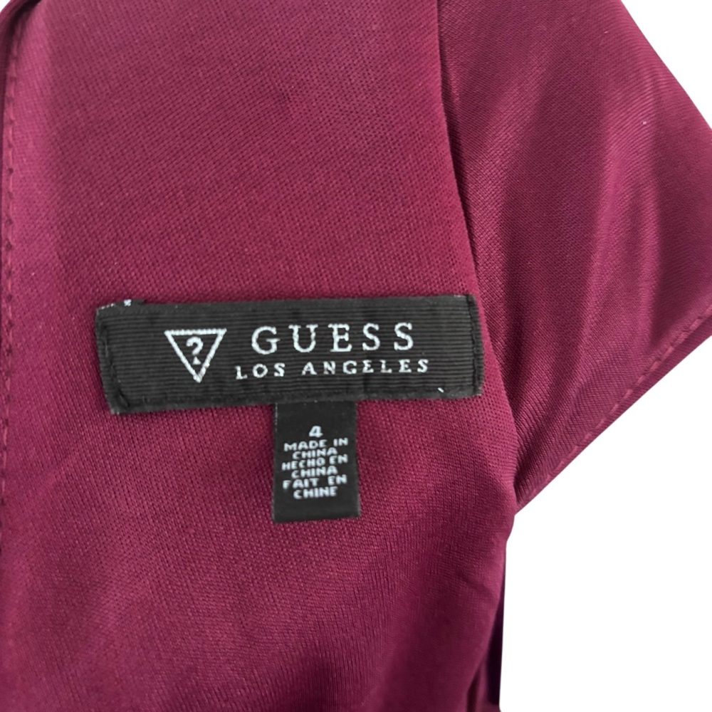 Guess Burgundy Velvet Sequin Mini Evening Dress Size 4 - Picture 10 of 17
